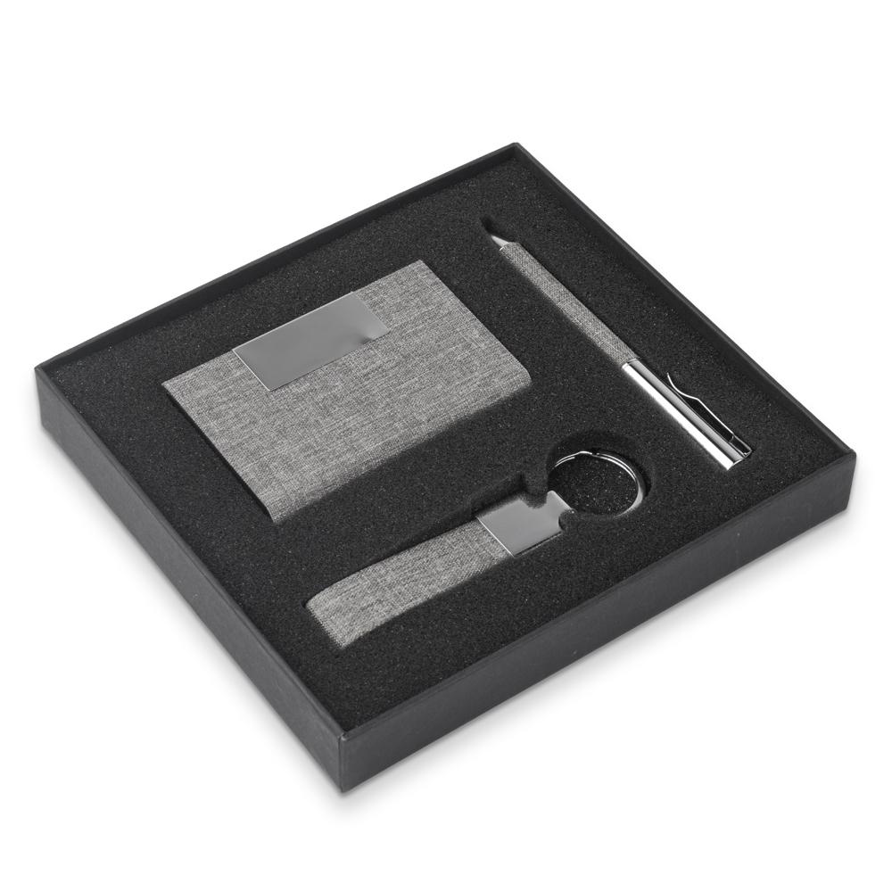Kit Escritório PA1675 na cor Cinza, brinde personalizado Sky Brindes