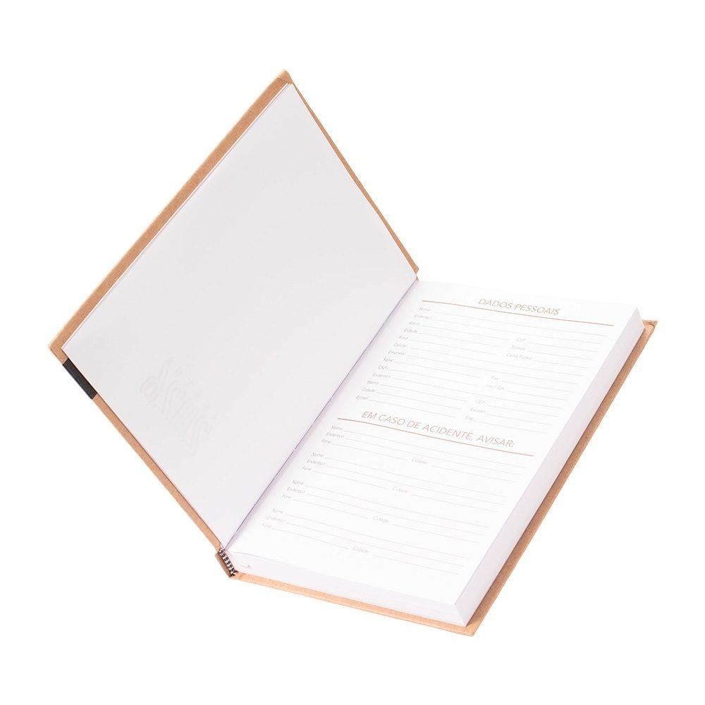 Agenda Diária 2026 PA1695 na cor Kraft, brinde personalizado Sky Brindes