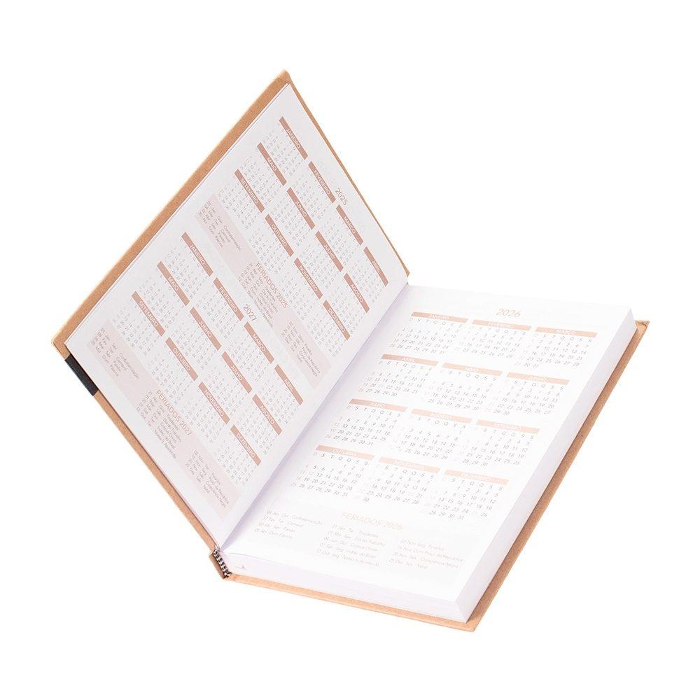 Agenda Diária 2026 PA1695 na cor Kraft, brinde personalizado Sky Brindes