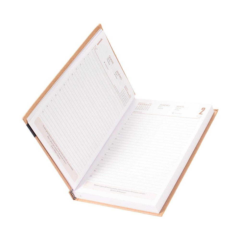 Agenda Diária 2026 PA1695 na cor Kraft, brinde personalizado Sky Brindes