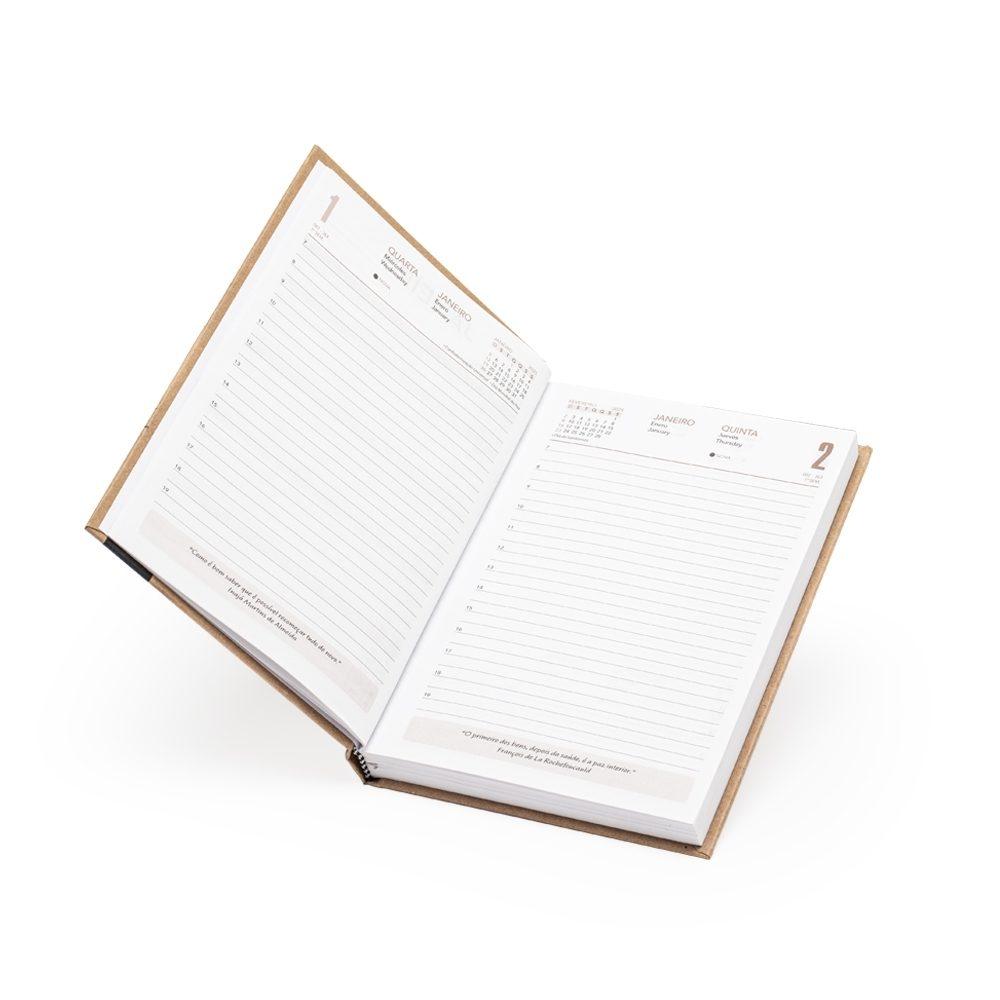 Agenda Diária 2026 PA1695 na cor Kraft, brinde personalizado Sky Brindes