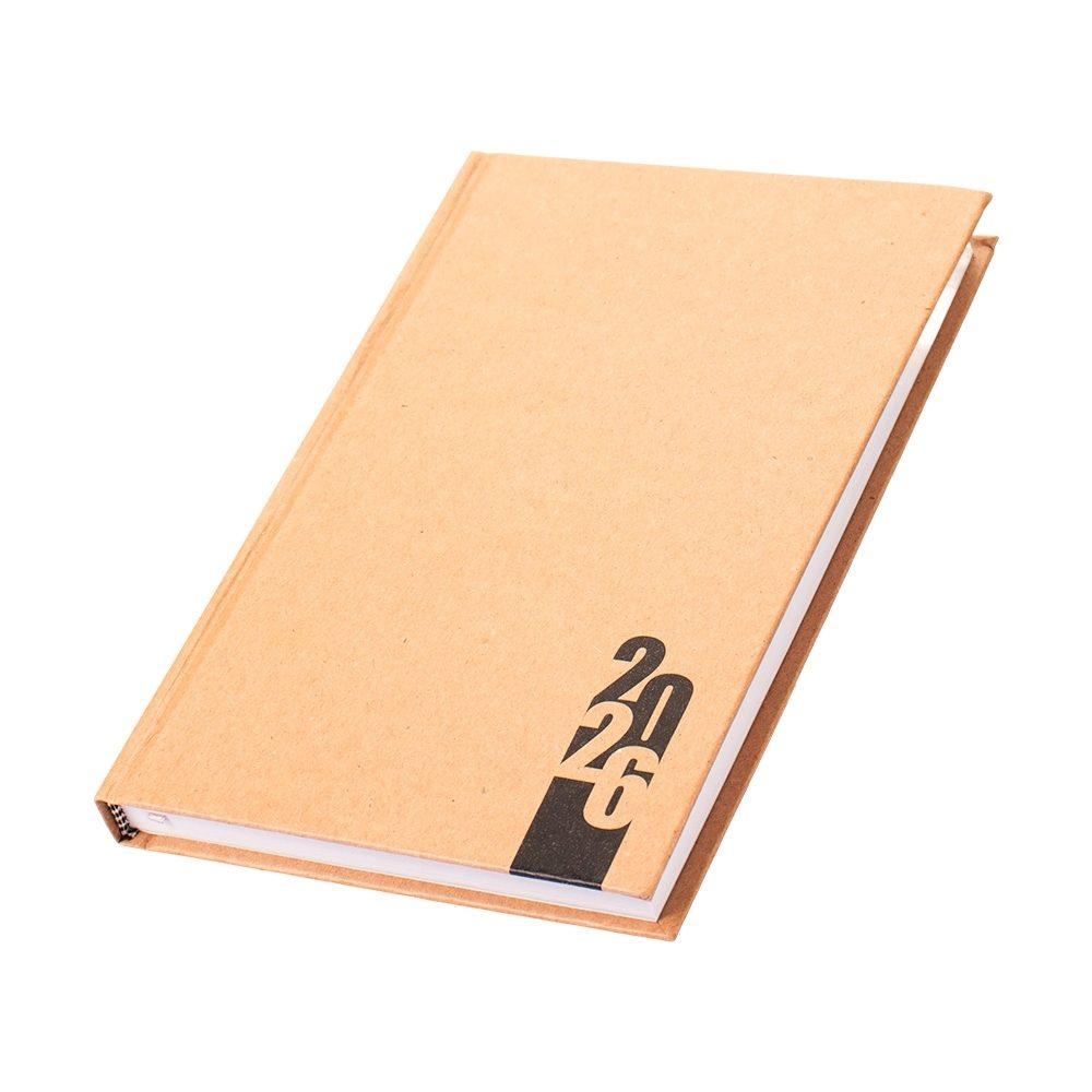 Agenda Diária 2026 PA1695 na cor Kraft, brinde personalizado Sky Brindes