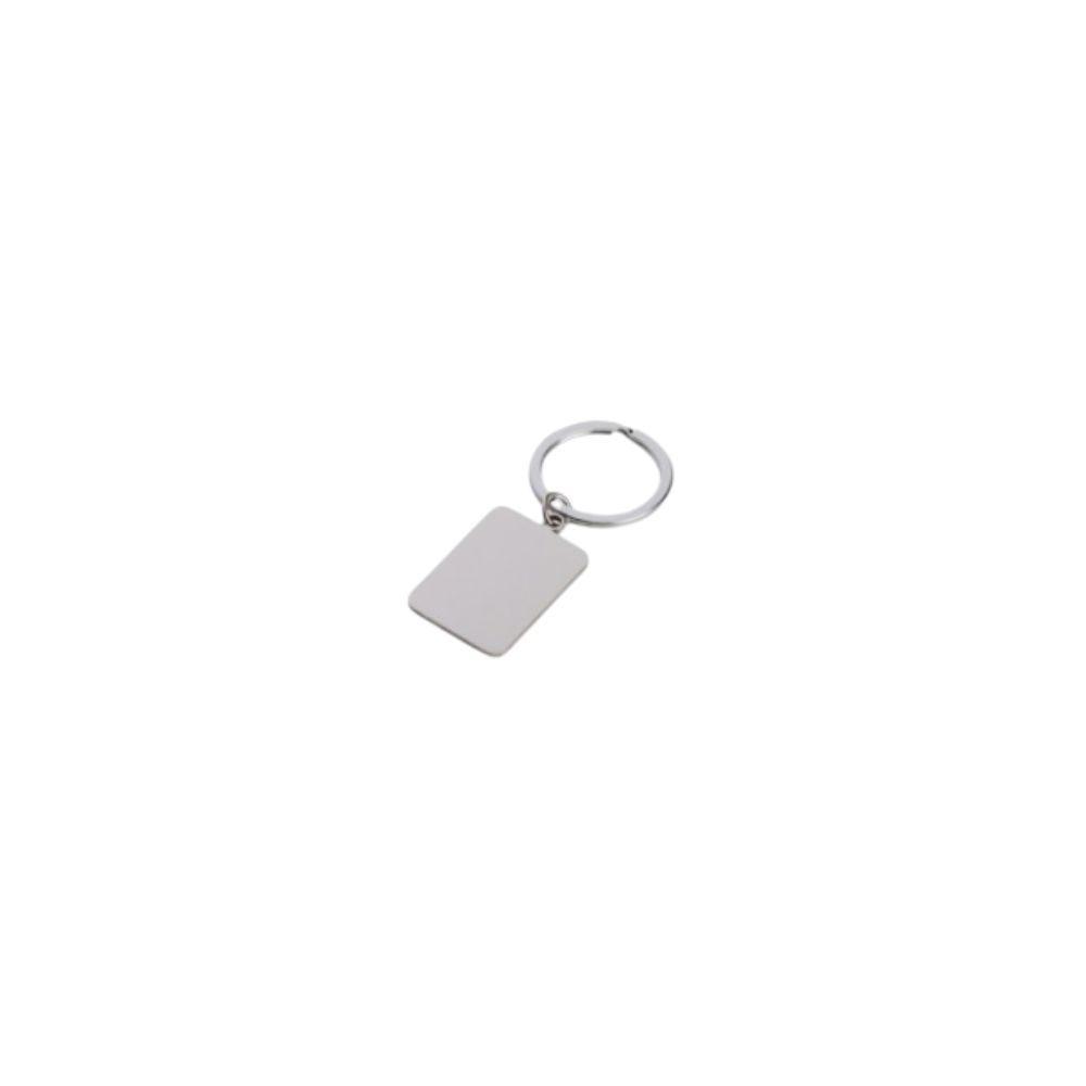 Chaveiro Metálico PA1706 na cor Inox, brinde personalizado Sky Brindes
