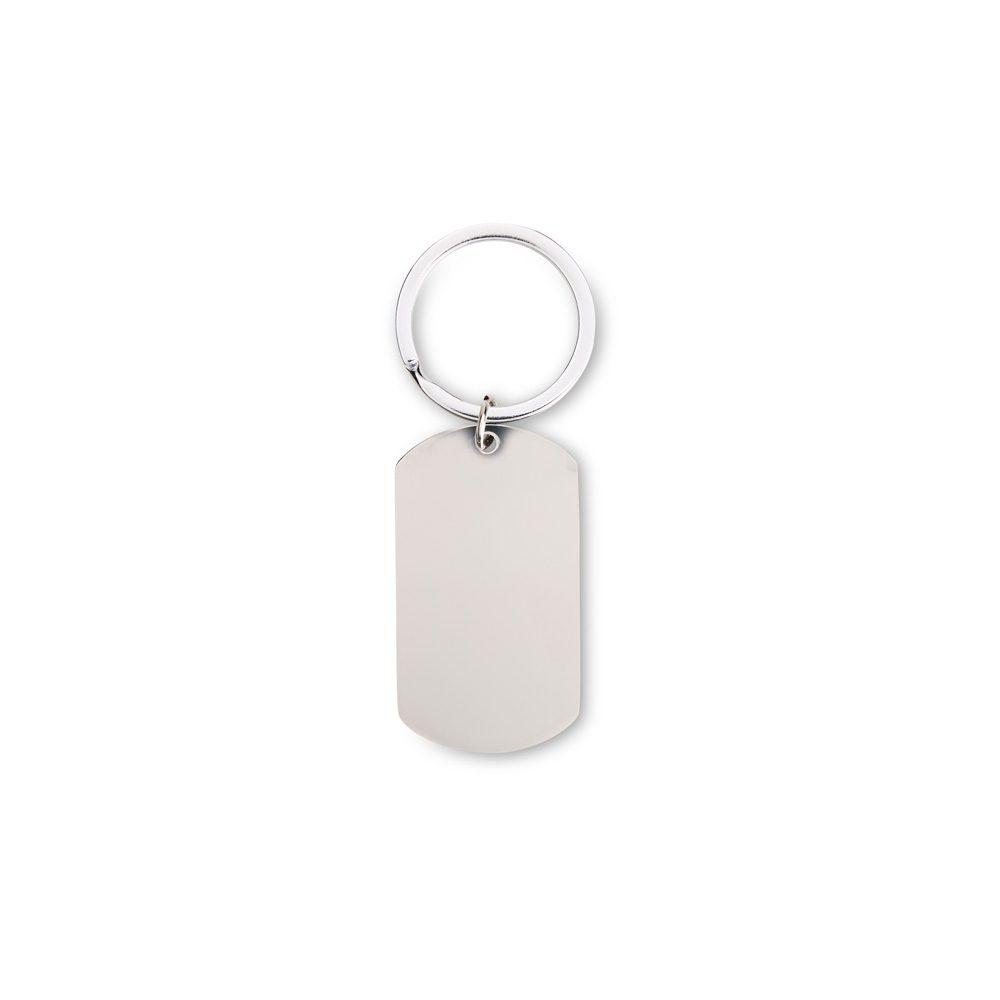 Chaveiro Metálico PA1707 na cor Inox, brinde personalizado Sky Brindes