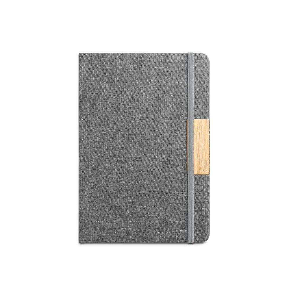 Caderno A5 com Pauta PA1716 na cor Cinza escuro, brinde personalizado Sky Brindes