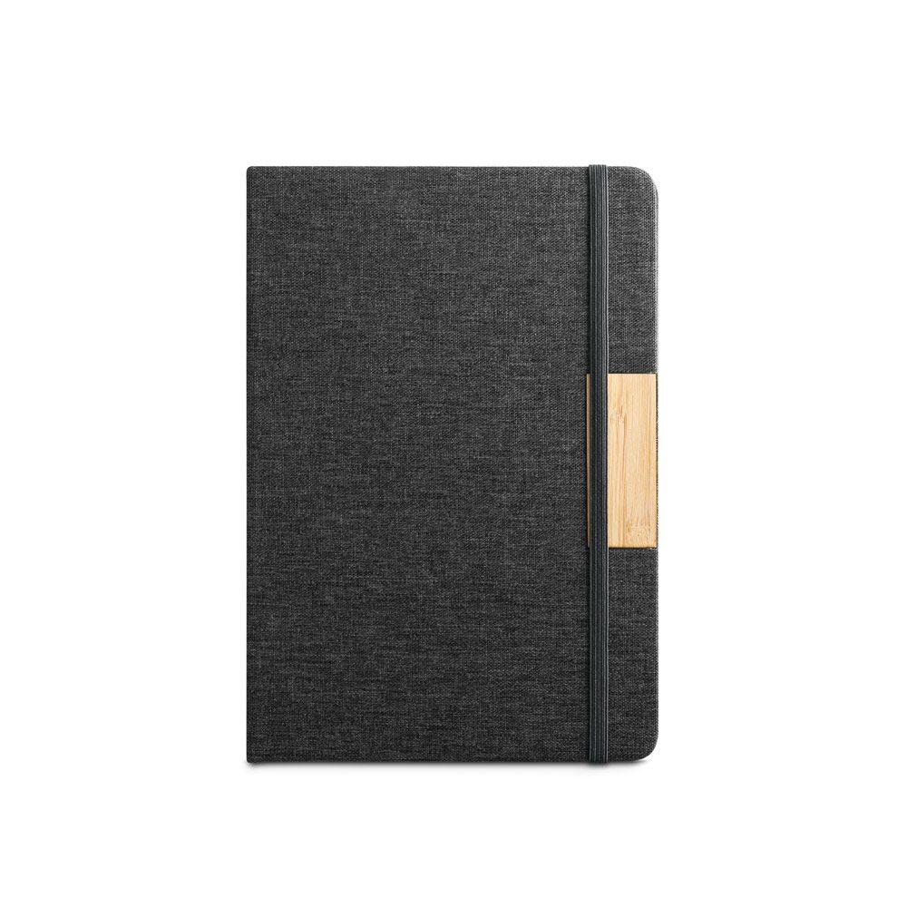 Caderno A5 com Pauta PA1716 na cor Preto, brinde personalizado Sky Brindes