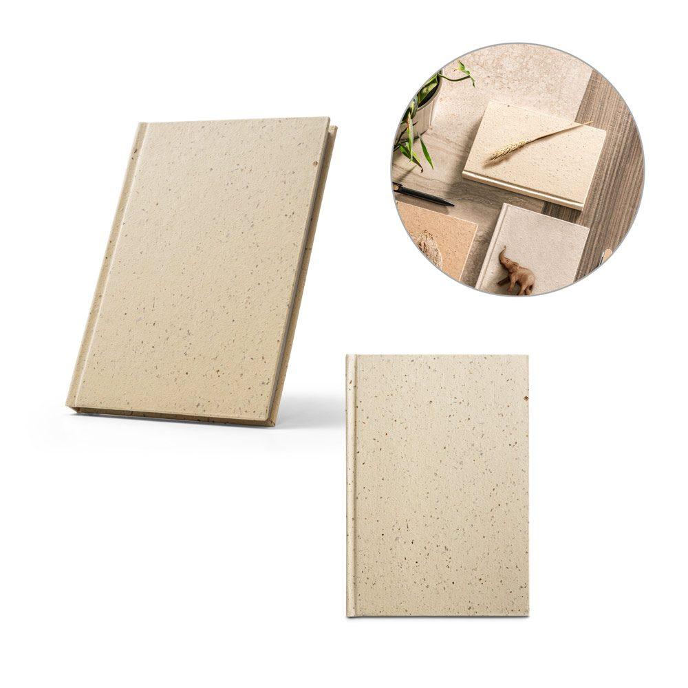 Caderno A5 com Pauta PA1720 na cor Champanhe, brinde personalizado Sky Brindes