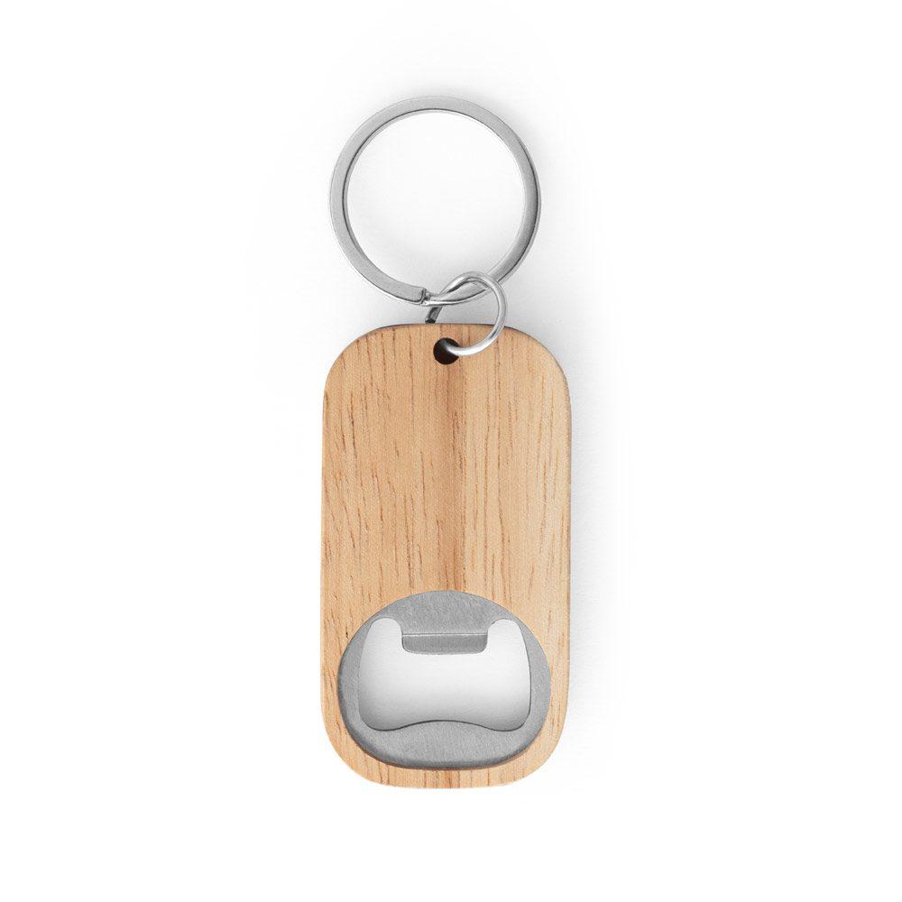 Chaveiro Aço Inox com Abridor PA1724 na cor Natural, brinde personalizado Sky Brindes