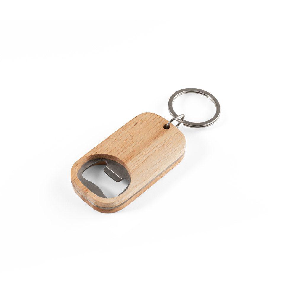 Chaveiro Aço Inox com Abridor PA1724 na cor Natural, brinde personalizado Sky Brindes