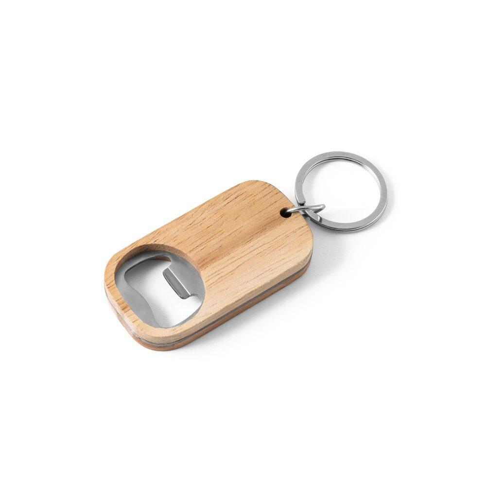Chaveiro Aço Inox com Abridor PA1724 na cor Natural, brinde personalizado Sky Brindes