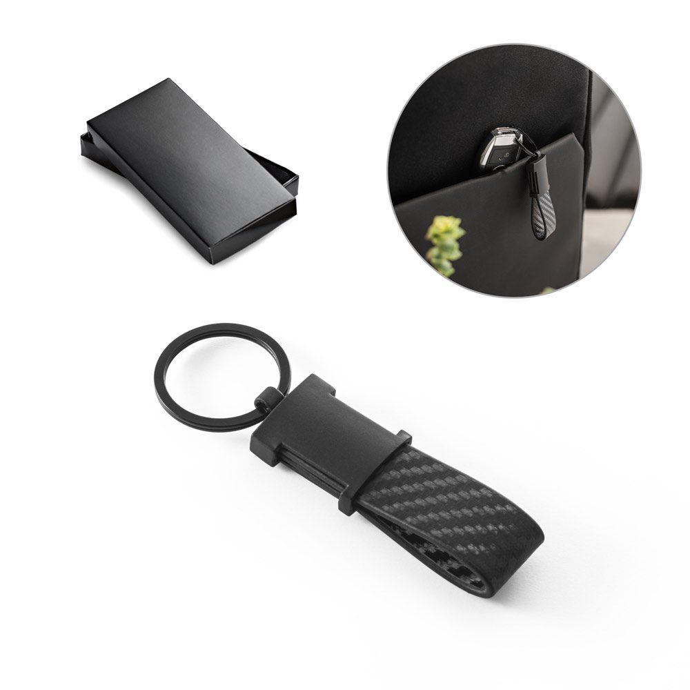 Chaveiro Metal PA1728 na cor Preto, brinde personalizado Sky Brindes