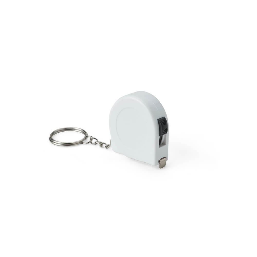 Chaveiro Trena Plástico 2 Metros PA1750 na cor Branco, brinde personalizado Sky Brindes