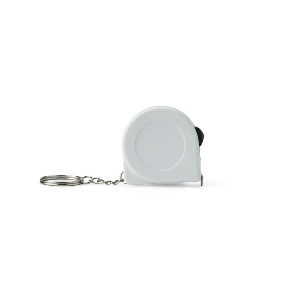 Chaveiro Trena Plástico 2 Metros PA1750 na cor Branco, brinde personalizado Sky Brindes