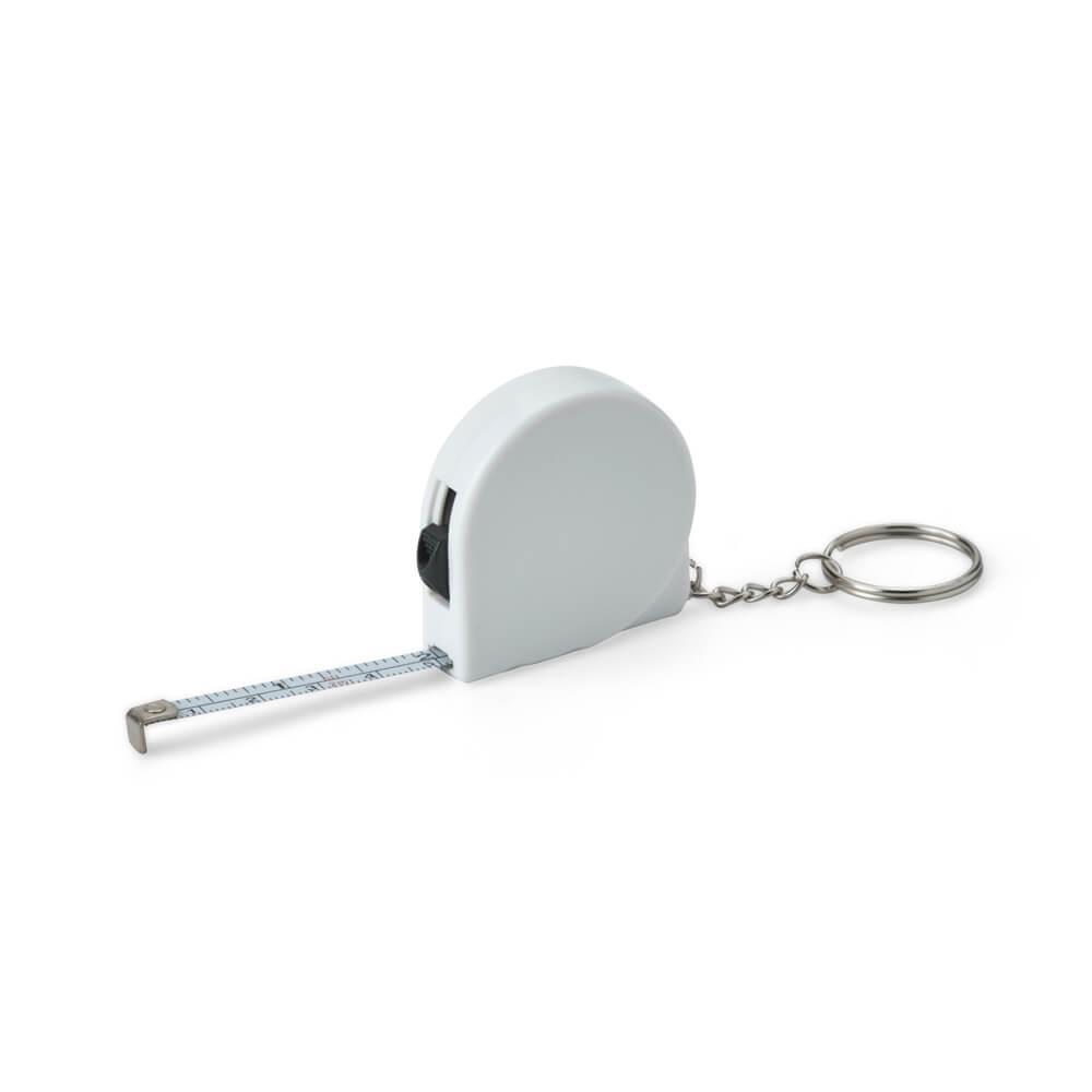 Chaveiro Trena Plástico 2 Metros PA1750 na cor Branco, brinde personalizado Sky Brindes