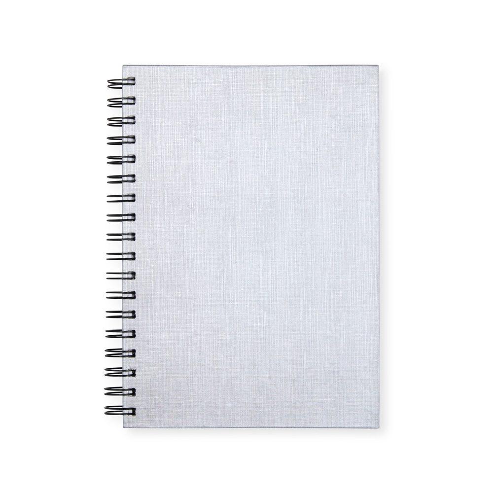 Caderno Linho com Pauta PA1755 na cor Prata, brinde personalizado Sky Brindes