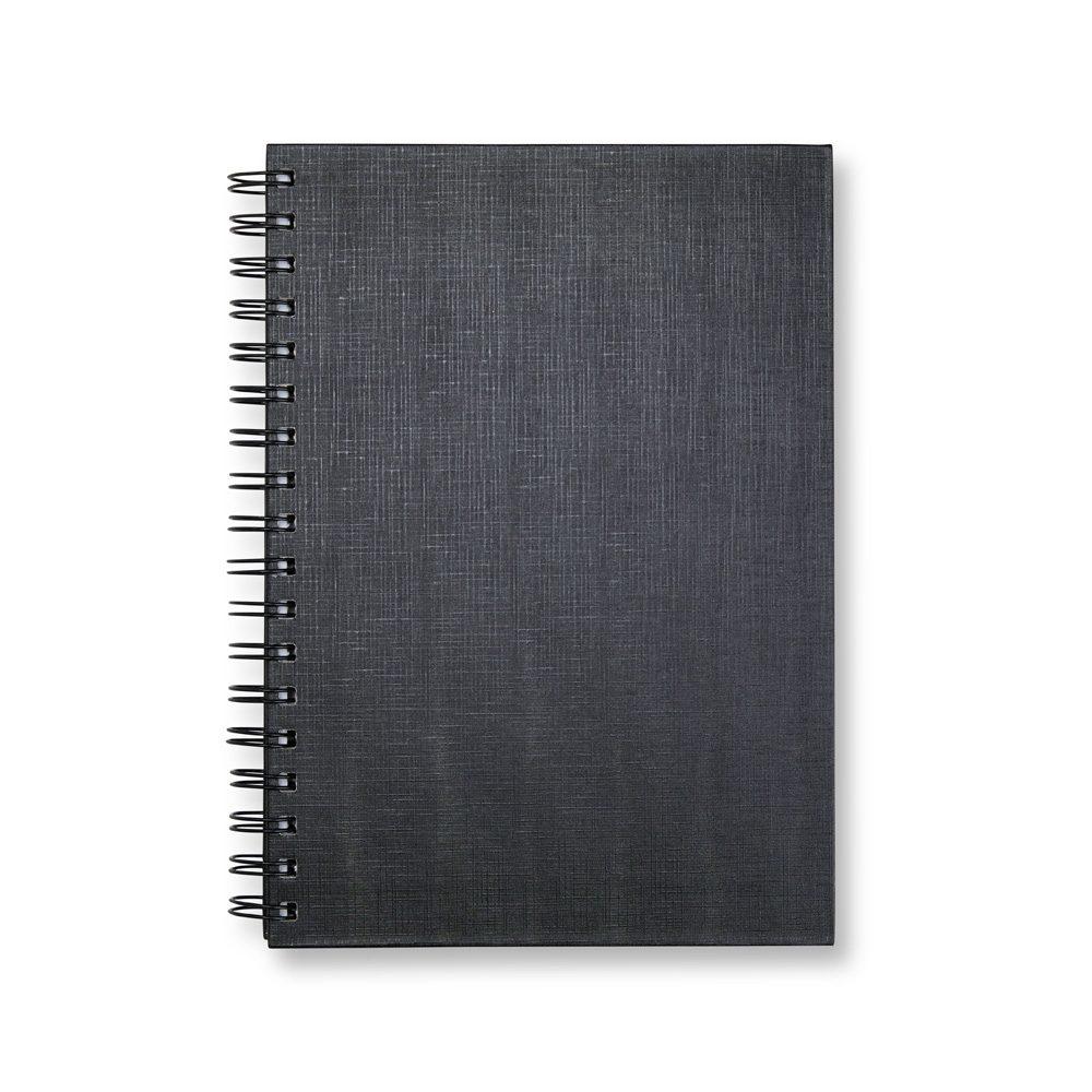 Caderno Linho com Pauta PA1755 na cor Preto, brinde personalizado Sky Brindes