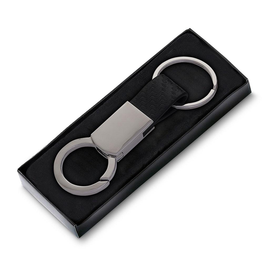 Chaveiro Metálico PA1760 na cor Preto, brinde personalizado Sky Brindes