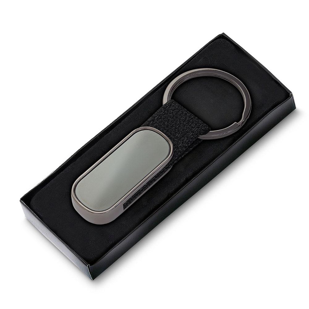 Chaveiro Metalico PA1763 na cor Preto, brinde personalizado Sky Brindes