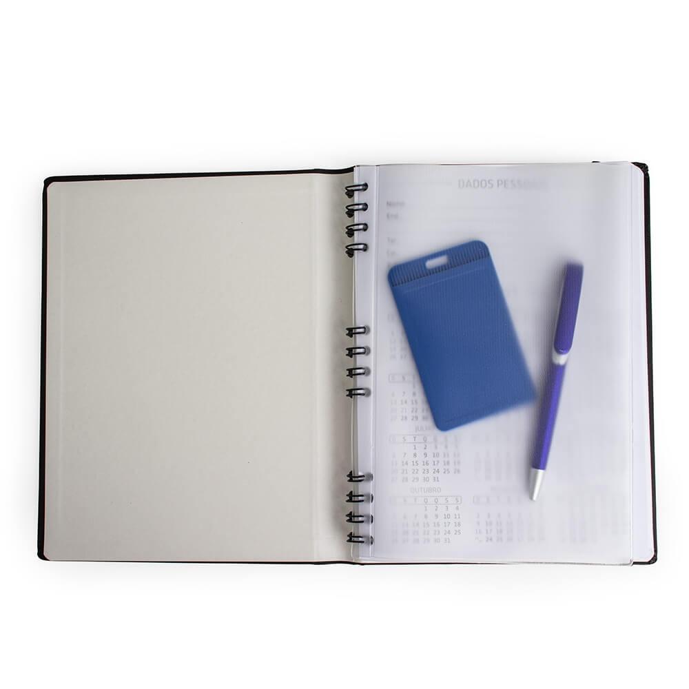 Caderneta Couro Sintético PA1773 na cor Azul, brinde personalizado Sky Brindes
