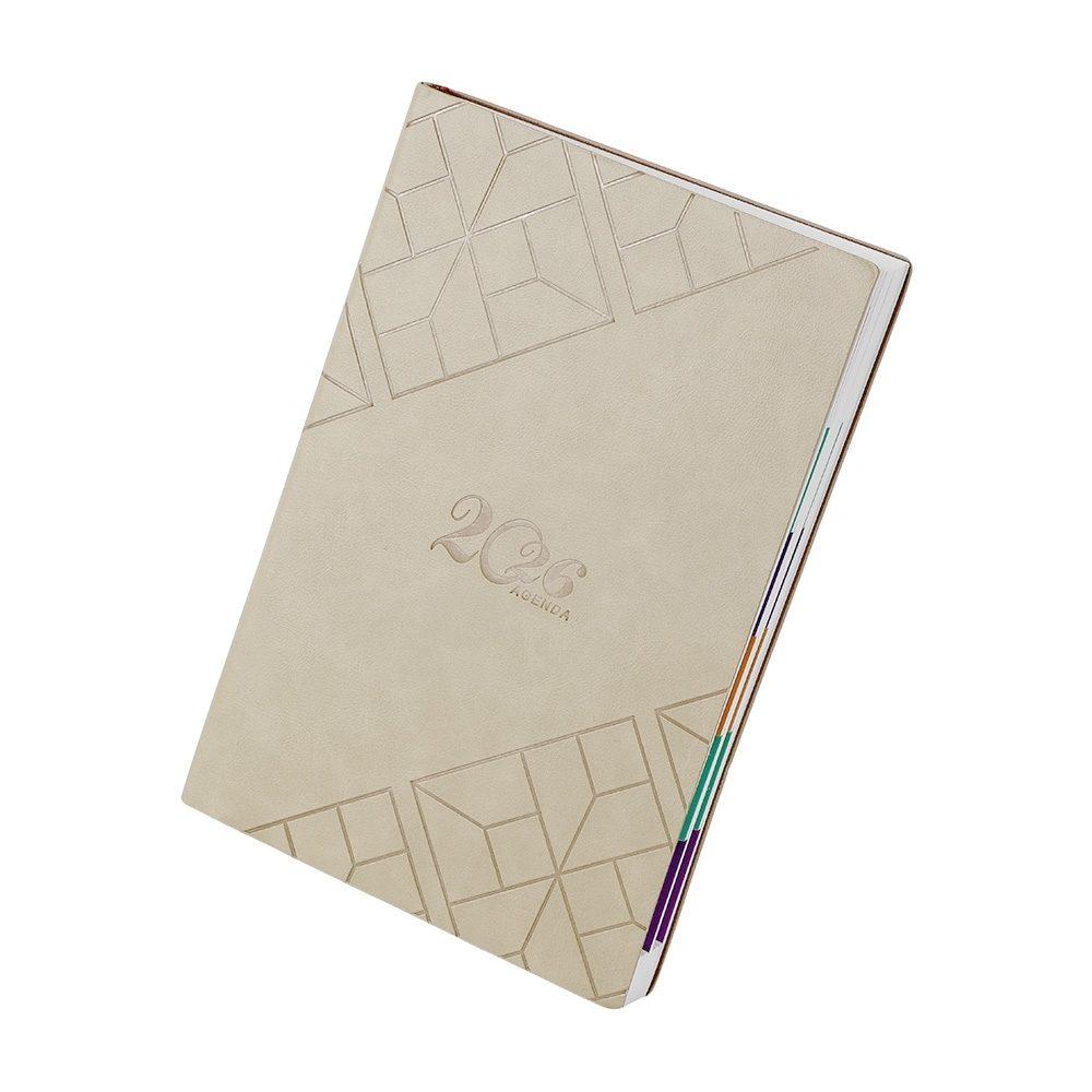 Agenda Couro Sintético 2026 PA1779 na cor Bege, brinde personalizado Sky Brindes