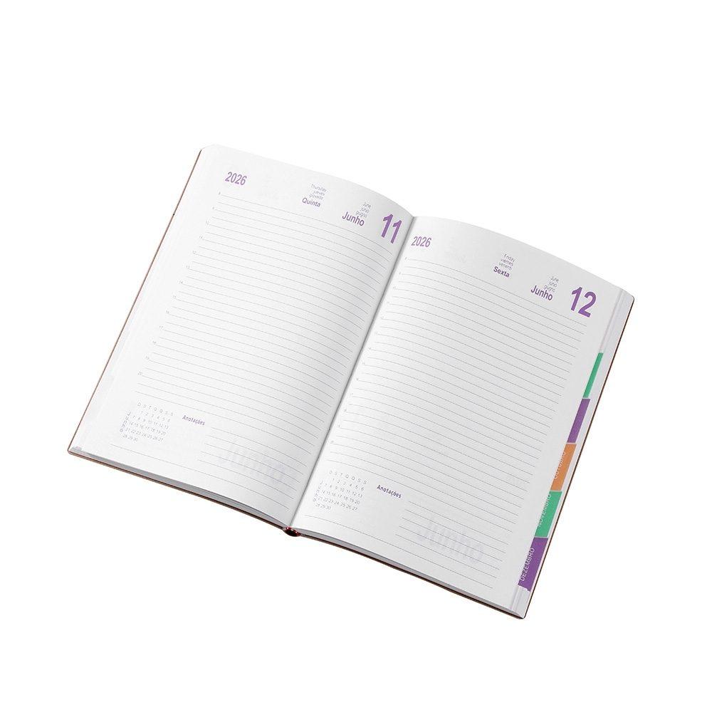 Agenda Couro Sintético 2026 PA1779 na cor Bege, brinde personalizado Sky Brindes
