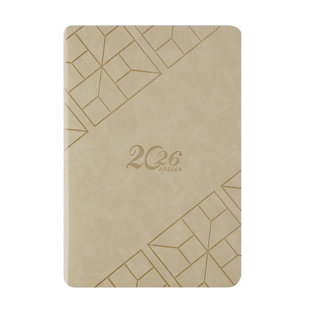 Agenda Couro Sintético 2026 PA1779 na cor Bege, brinde personalizado Sky Brindes
