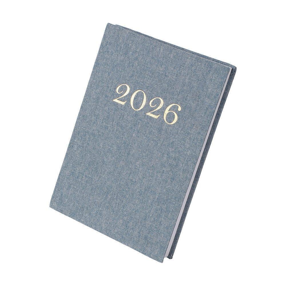 Agenda Diária 2026 Linho PA1780 na cor Azul, brinde personalizado Sky Brindes