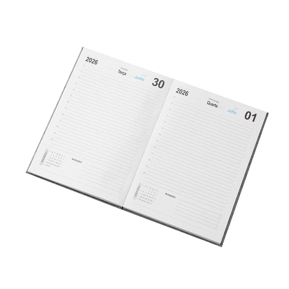 Agenda Diária 2026 Linho PA1780 na cor Azul, brinde personalizado Sky Brindes