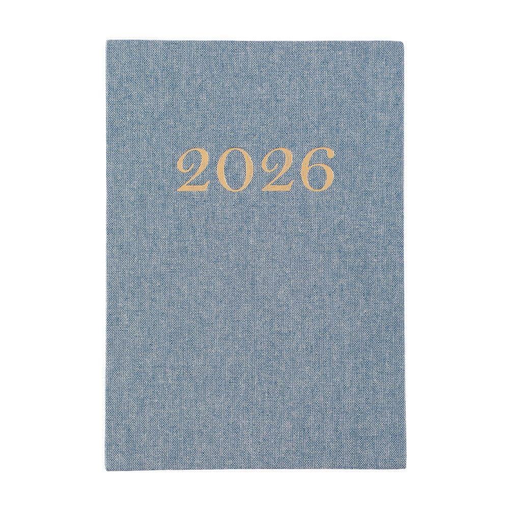 Agenda Diária 2026 Linho PA1780 na cor Azul, brinde personalizado Sky Brindes