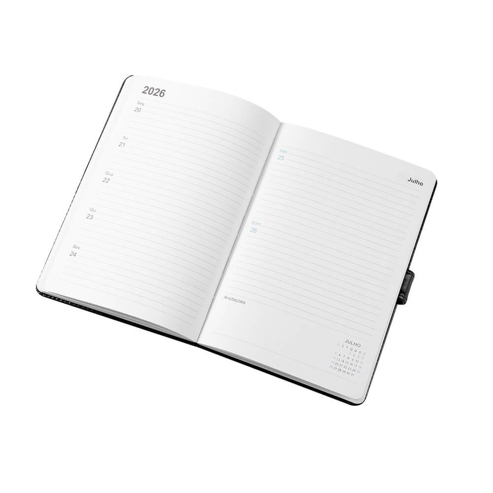 Agenda Semanal 2026 PA1781 na cor Preto, brinde personalizado Sky Brindes