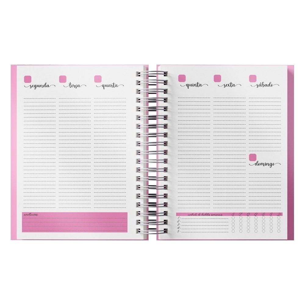 Planner Percalux Anual PA1782 na cor Rosa, brinde personalizado Sky Brindes