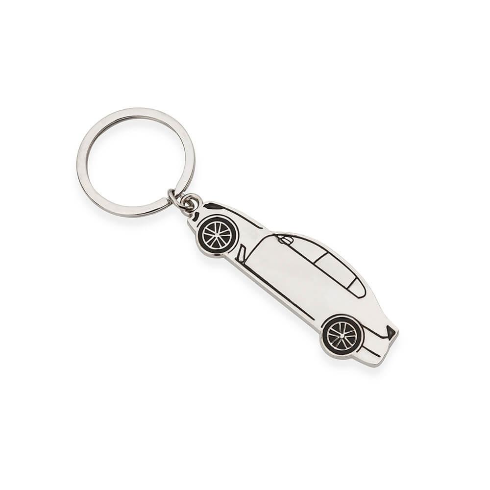 Chaveiro Metal Carro PA1787 na cor Prata, brinde personalizado Sky Brindes