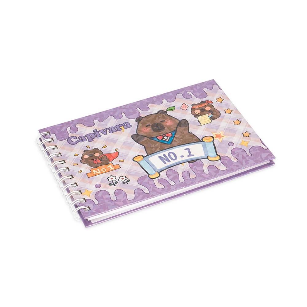 Caderno Para Colorir Capivara PA1788 na cor Roxo, brinde personalizado Sky Brindes