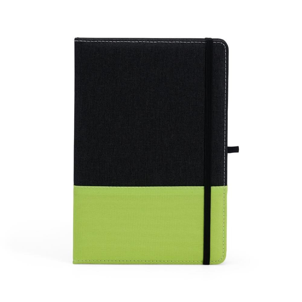 Caderneta A5 Poliéster PA1792 na cor Verde, brinde personalizado Sky Brindes