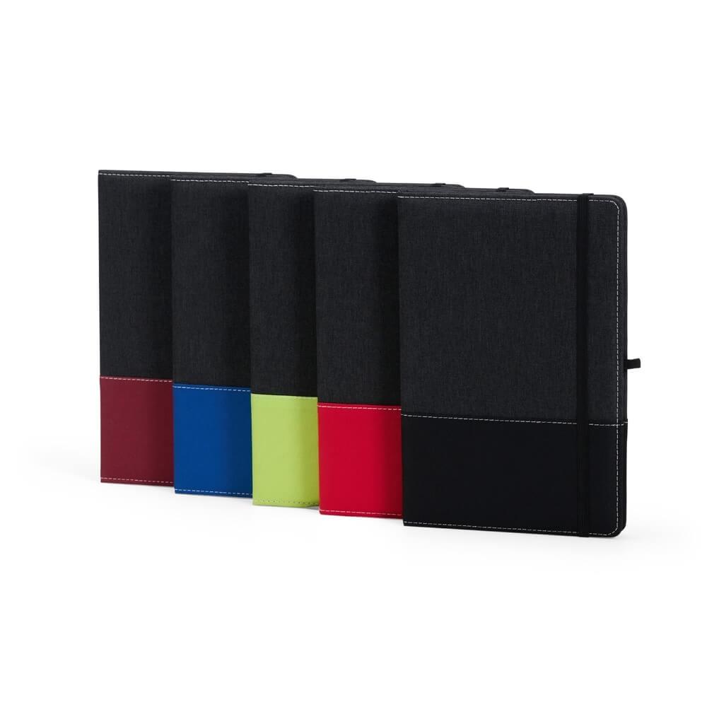 Caderneta A5 Poliéster PA1792 na cor Preto, brinde personalizado Sky Brindes