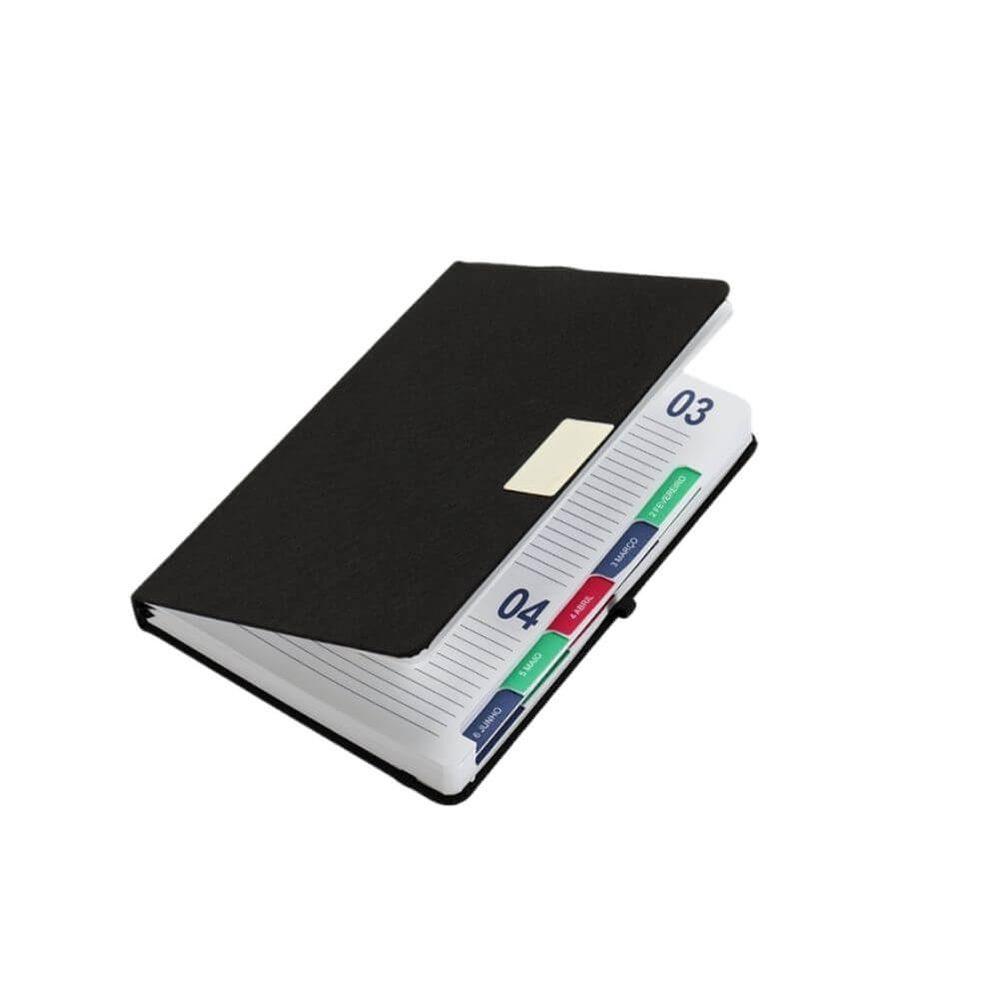 Agenda Diária 2026 Linho PA1798 na cor Preto, brinde personalizado Sky Brindes