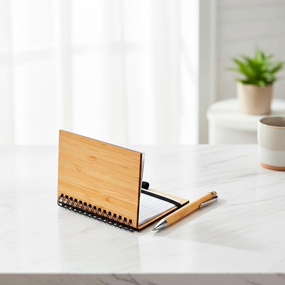 Caderno Ecológico com Caneta PA1801 na cor Natural, brinde personalizado Sky Brindes