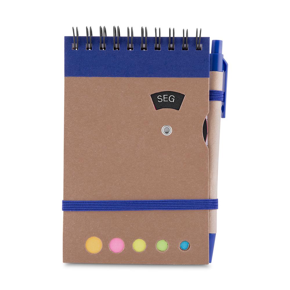 Mini caderno A6 com Caneta PA1835 na cor Azul, brinde personalizado Sky Brindes