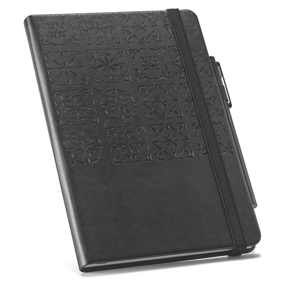 Caderno A5 com Pauta PA1845 na cor Preto, brinde personalizado Sky Brindes