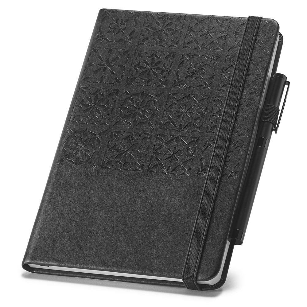 Caderno A5 com Pauta PA1845 na cor Preto, brinde personalizado Sky Brindes