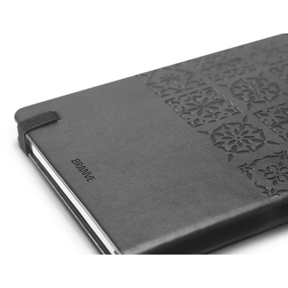 Caderno A5 com Pauta PA1845 na cor Preto, brinde personalizado Sky Brindes