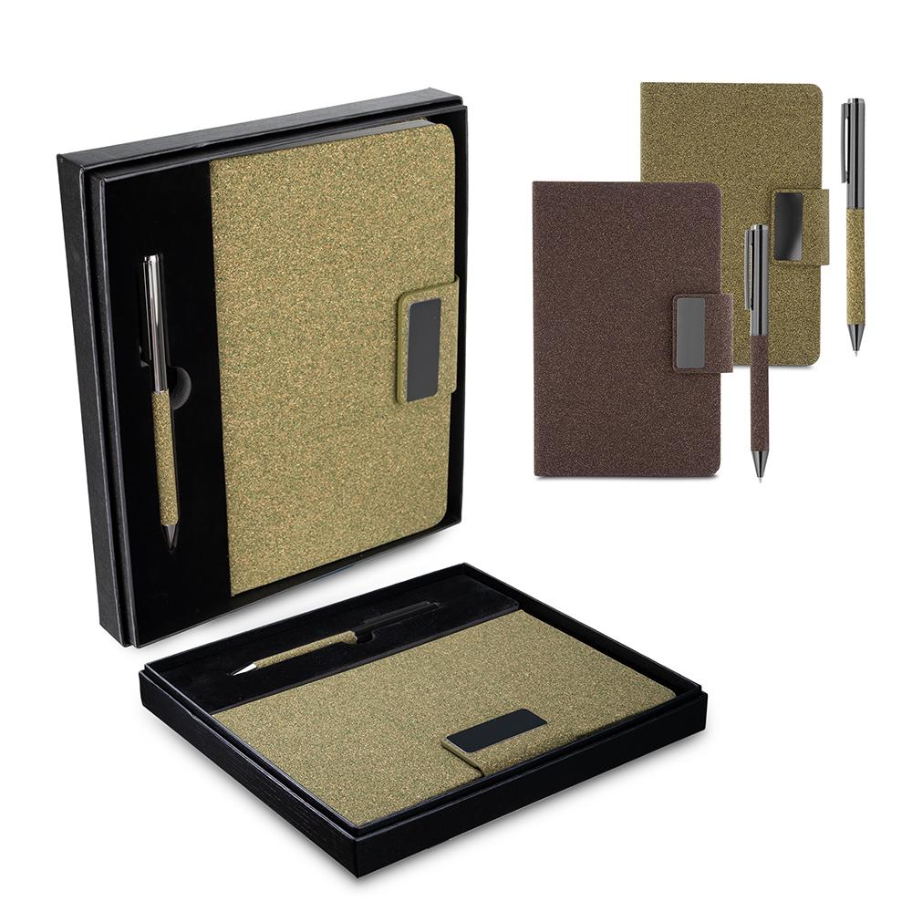 Kit Escritório 2 Peças PA1846 na cor Café, brinde personalizado Sky Brindes