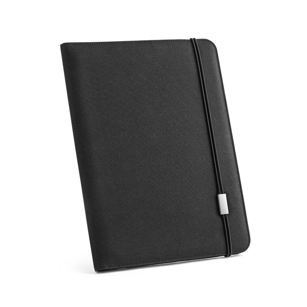 Pasta A4 em Poliéster PA1848 na cor Preto, brinde personalizado Sky Brindes