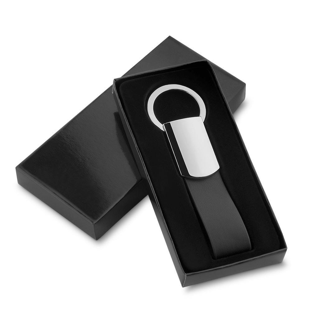 Chaveiro de Metal Fosco PA1849 na cor Preto, brinde personalizado Sky Brindes