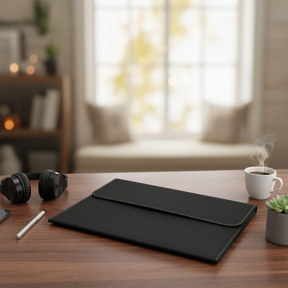 Pasta Envelope de Couro PA1871 na cor Preto, brinde personalizado Sky Brindes
