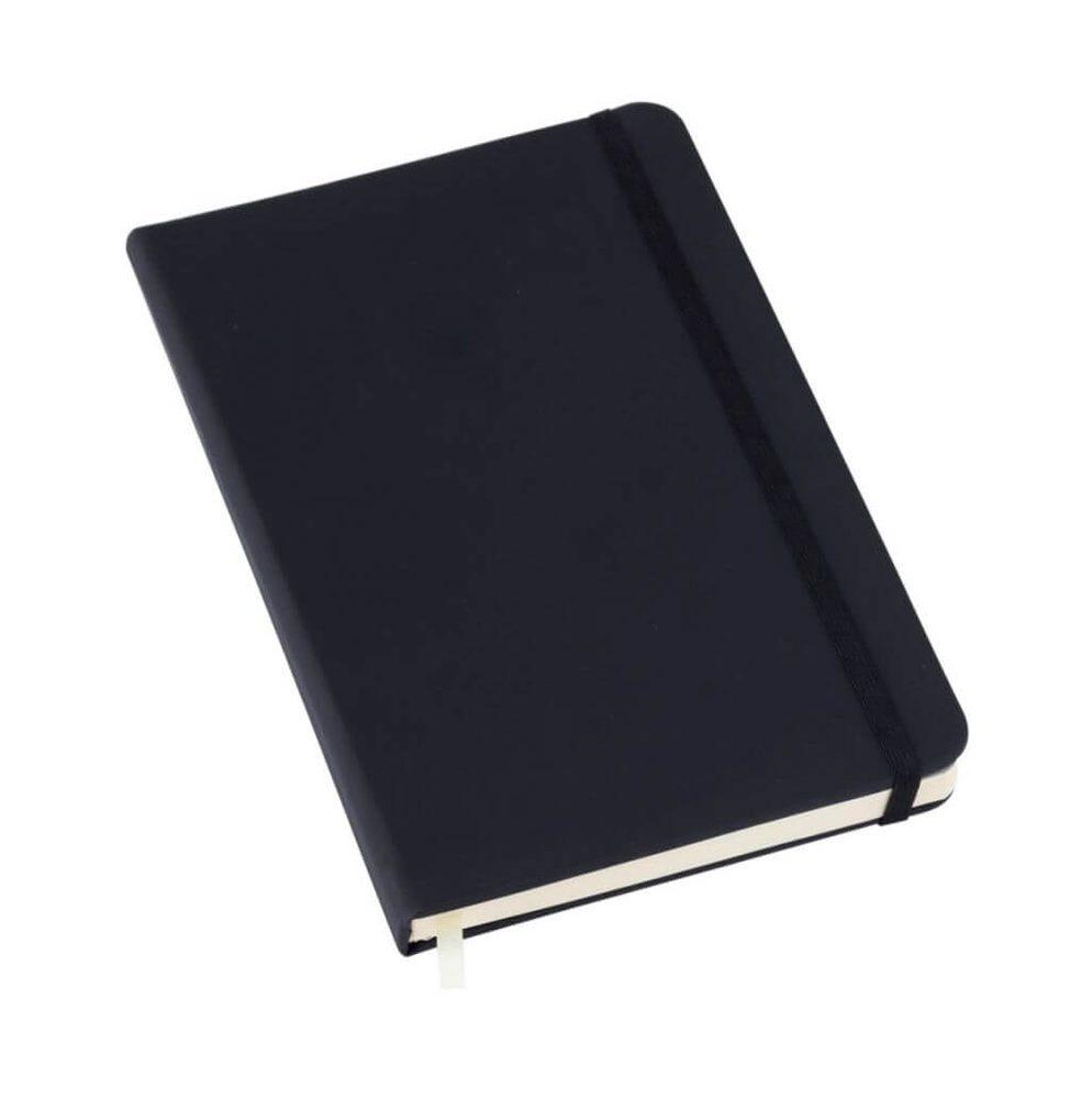 Caderneta tipo Moleskine PA1876 na cor Preto, brinde personalizado Sky Brindes
