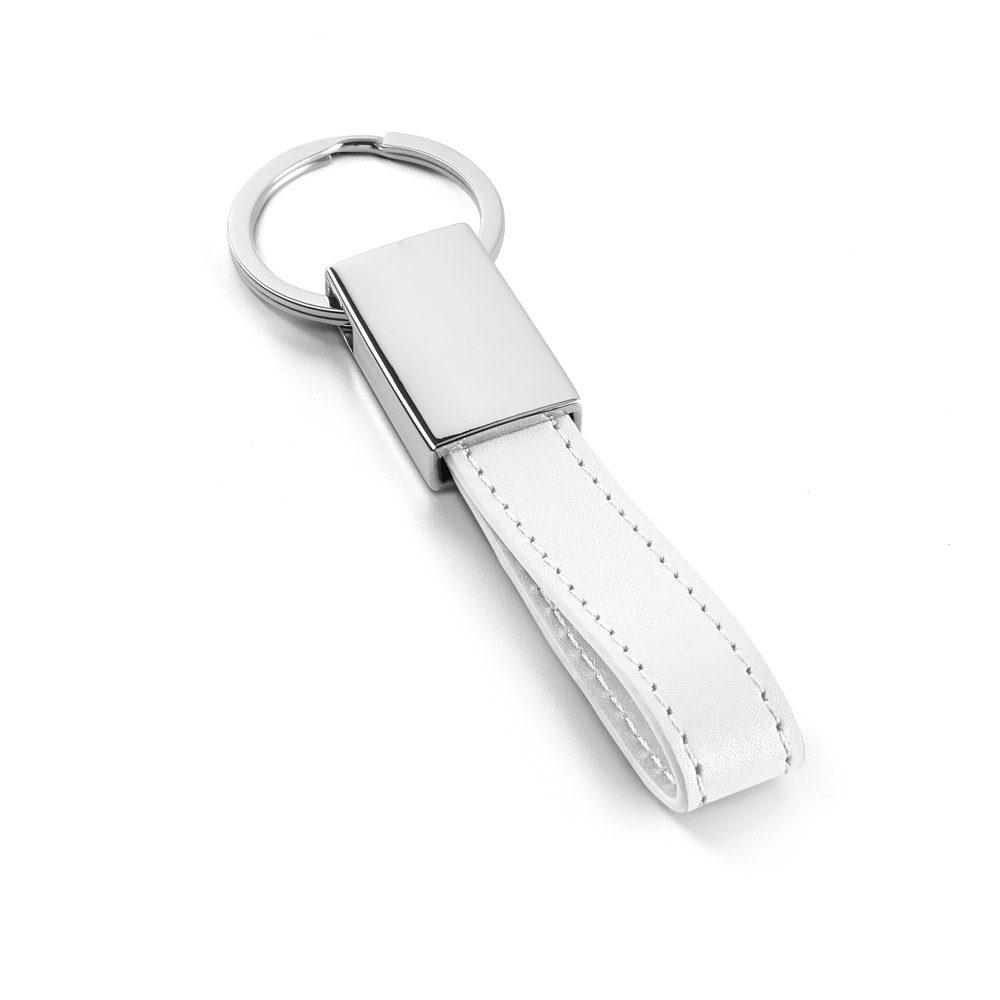 Chaveiro em Metal PA1878 na cor Branco, brinde personalizado Sky Brindes