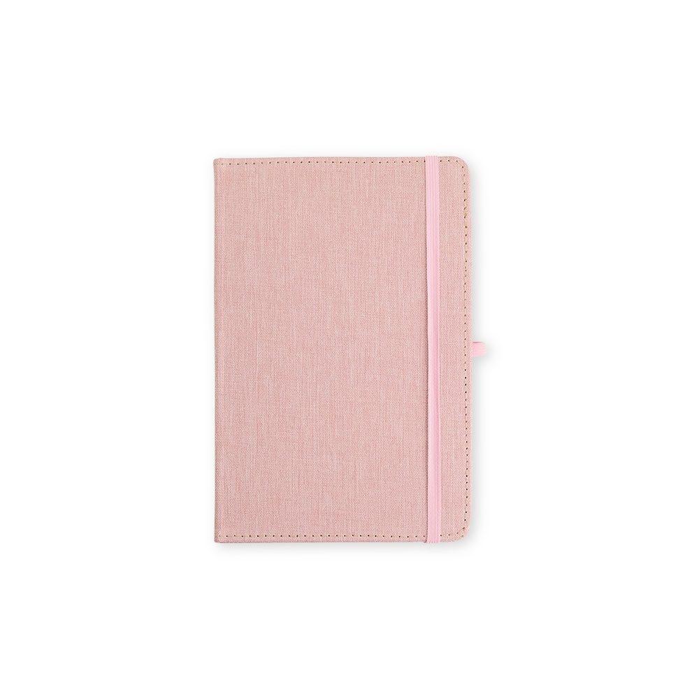 Caderneta em Linho PA1879 na cor Rosa claro, brinde personalizado Sky Brindes