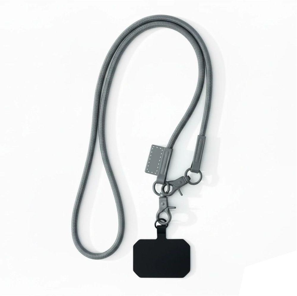 Cordão para Celular e Crachá PA1881 na cor Cinza, brinde personalizado Sky Brindes