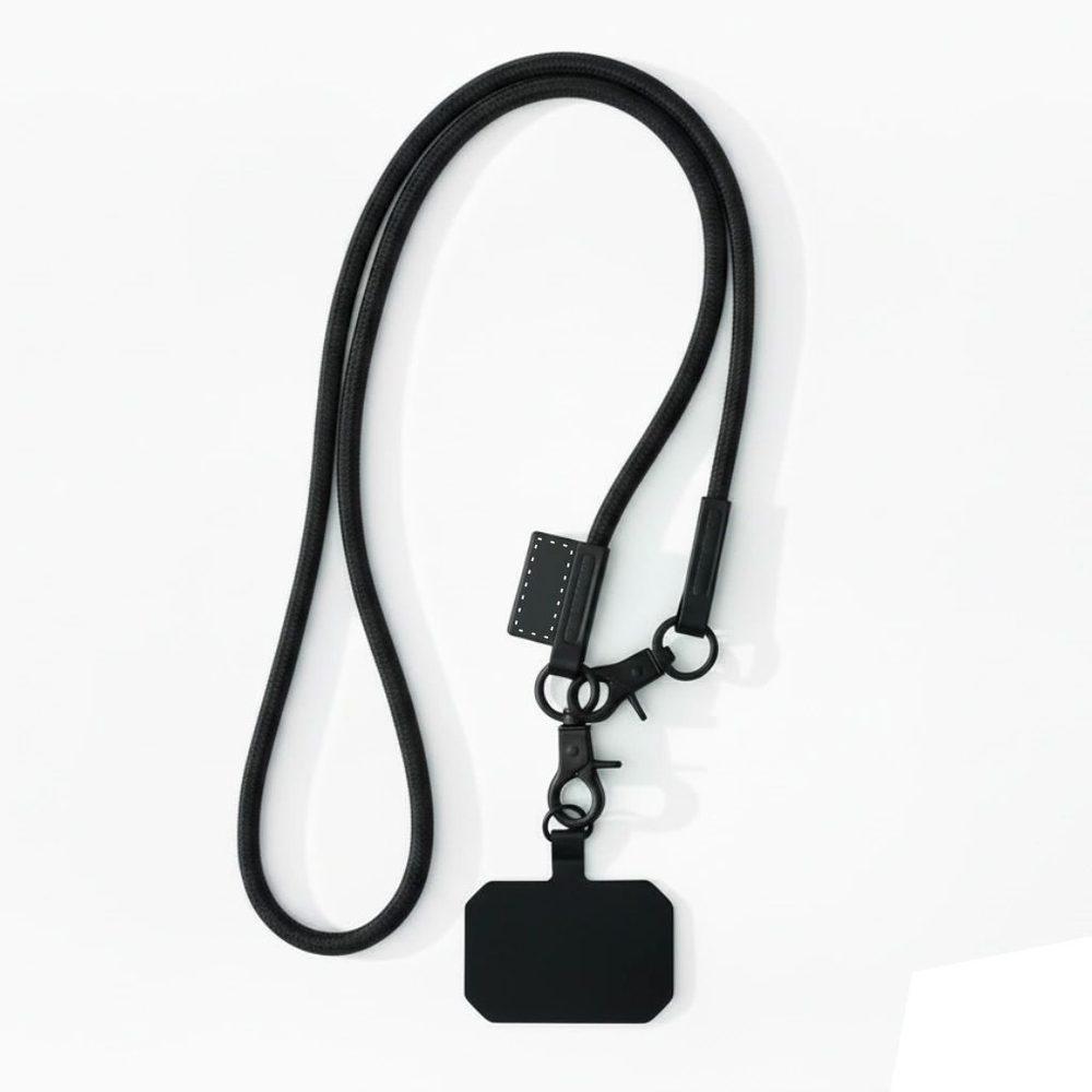 Cordão para Celular e Crachá PA1881 na cor Preto, brinde personalizado Sky Brindes